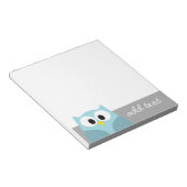 Cute Cartoon Owl - Blue and Grey Custom Name Notitieblok (Schuin)