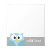 Cute Cartoon Owl - Blue and Grey Custom Name Notitieblok (Voorkant)