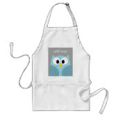 Cute Cartoon Owl - Blue and Grey Custom Name Standaard Schort (Voorkant)