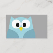 Cute Cartoon Owl - Blue and Grey Custom Name Visitekaartje (Voorkant)