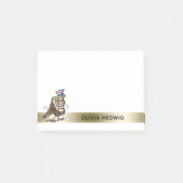 Cute Cartoon Owl Books Teacher Custom Name Post-it® Notes