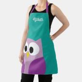 Cute Cartoon Owl met Big Eyes - Aangepaste naam Schort (Insitu)