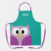Cute Cartoon Owl met Big Eyes - Aangepaste naam Schort (Voorkant)