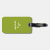 Cute Cartoon Owl Paars en Pistachio Custom Name Bagagelabel (Achterkant horizontaal)