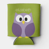 Cute Cartoon Owl Paars en Pistachio Custom Name Blikjeskoeler (Voorkant)