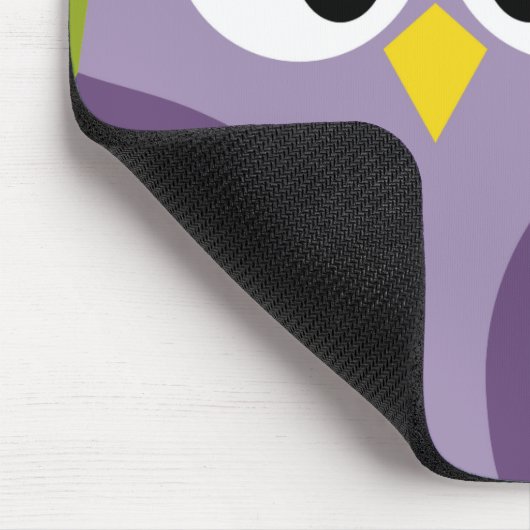Cute Cartoon Owl Paars en Pistachio Custom Name Muismat (Hoek)