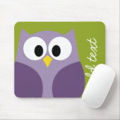 Cute Cartoon Owl Paars en Pistachio Custom Name Muismat (Met muis)
