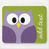 Cute Cartoon Owl Paars en Pistachio Custom Name Muismat (Voorkant)