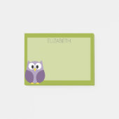 Cute Cartoon Owl Paars en Pistachio Custom Name Post-it® Notes (Voorkant)