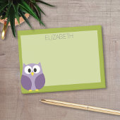 Cute Cartoon Owl Paars en Pistachio Custom Name Post-it® Notes