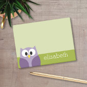 Cute Cartoon Owl Paars en Pistachio Custom Name Post-it® Notes