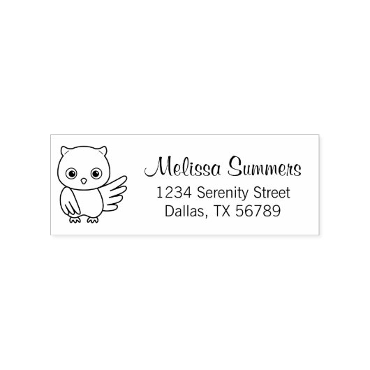 Cute Cartoon Owl Return Address Rubberstempel (Afrduk)