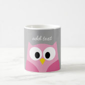 Cute Cartoon Owl - Roze en grijze aangepaste naam Koffiemok (Center)
