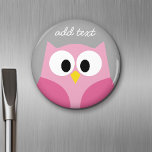 Cute Cartoon Owl - Roze en grijze aangepaste naam Magneet<br><div class="desc">Een moderne en eenvoudige uil met trendy kleuren. U kunt een naam,  een monogram of een andere douanetekst toevoegen. Als u de kunst rond moet bewegen,  klik op de aanpassingsknoop om veranderingen aan te brengen.</div>