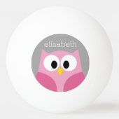 Cute Cartoon Owl - Roze en grijze aangepaste naam Pingpongbal (Achterkant)