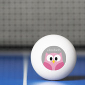 Cute Cartoon Owl - Roze en grijze aangepaste naam Pingpongbal (Net)