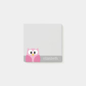 Cute Cartoon Owl - Roze en grijze aangepaste naam Post-it® Notes (Voorkant)
