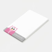 Cute Cartoon Owl - Roze en grijze aangepaste naam Post-it® Notes (Schuin)