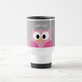 Cute Cartoon Owl - Roze en grijze aangepaste naam Reisbeker (Center)