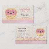 Cute Cartoon Owl Shabby Chic Pink Visitekaartje (Voorkant / Achterkant)