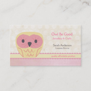 Cute Cartoon Owl Shabby Chic Pink Visitekaartje