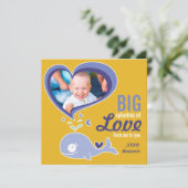 Cute Cartoon Paarse Whale Valentijn Fotogroet Feestdagenkaart (Staand voorkant)