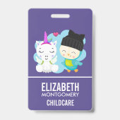 Cute Cartoon Pals - Happy Unicorn & Bird Badge (Achterkant)