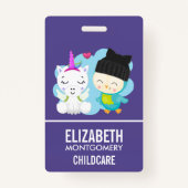 Cute Cartoon Pals - Happy Unicorn & Bird Badge (Achterkant)