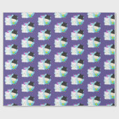 Cute Cartoon Pals - Happy Unicorn & Bird Cadeaupapier (Vlak)