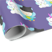 Cute Cartoon Pals - Happy Unicorn & Bird Cadeaupapier (Rol Hoek)