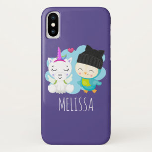 Cute Cartoon Pals - Happy Unicorn & Bird Case-Mate iPhone Case