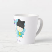 Cute Cartoon Pals - Happy Unicorn & Bird Latte Mok (Rechterhoek)