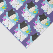 Cute Cartoon Pals - Happy Unicorn & Bird Tissuepapier (Detail)