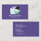 Cute Cartoon Pals - Happy Unicorn & Bird Visitekaartje (Voorkant / Achterkant)