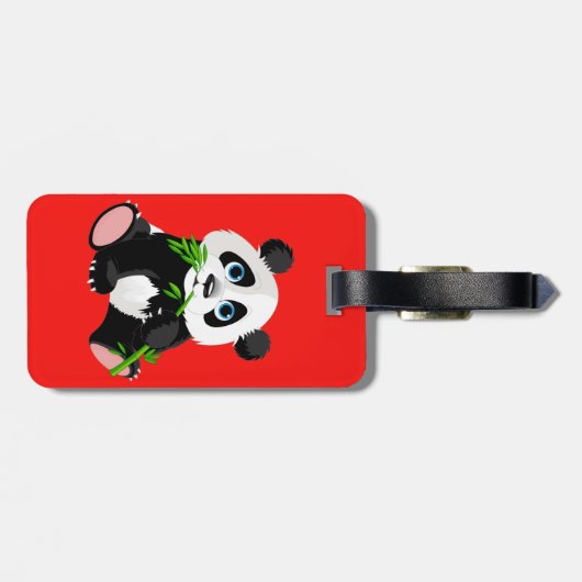 Cute cartoon Panda Beer Bagagelabel (Achterkant horizontaal)