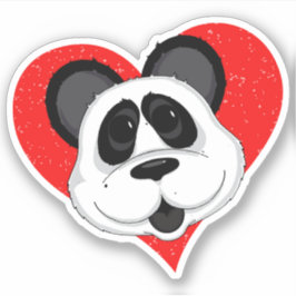 Cute Cartoon Panda Beer met Love Heart Sticker