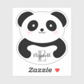 Cute Cartoon Panda Beer Monogram Naam Sticker (Vel)