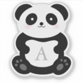 Cute Cartoon Panda Beer Monogram Sticker (Voorkant)