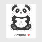 Cute Cartoon Panda Beer Monogram Sticker (Vel)