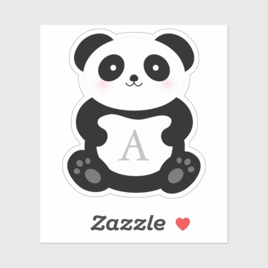 Cute Cartoon Panda Beer Monogram Sticker (Vel)