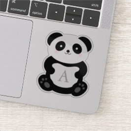 Cute Cartoon Panda Beer Monogram Sticker