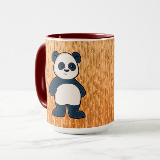 Cute Cartoon Panda met Bamboo Mok (Voorkant links)
