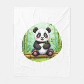 Cute Cartoon Panda on Bamboo Patch Fleece Deken (Voorkant)