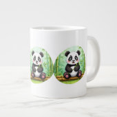 Cute Cartoon Panda on Bamboo Patch Grote Koffiekop (Voorkant rechts)