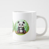 Cute Cartoon Panda on Bamboo Patch Grote Koffiekop (Rechts)