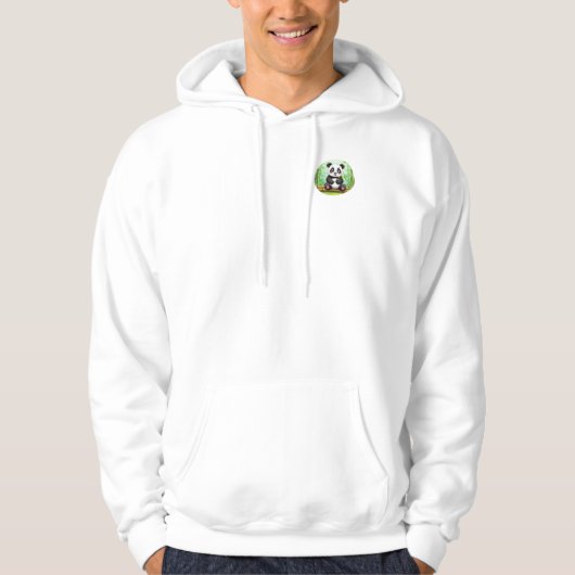 Cute Cartoon Panda on Bamboo Patch Hoodie (Voorkant)