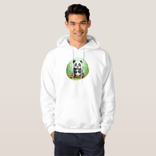 Cute Cartoon Panda on Bamboo Patch Hoodie (Voorkant volledig)