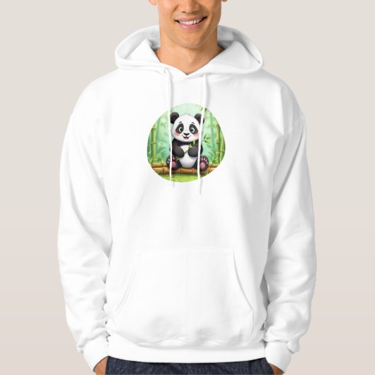 Cute Cartoon Panda on Bamboo Patch Hoodie (Voorkant)