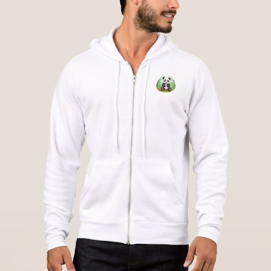 Cute Cartoon Panda on Bamboo Patch Hoodie (Voorkant)