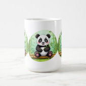 Cute Cartoon Panda on Bamboo Patch Koffiemok (Center)